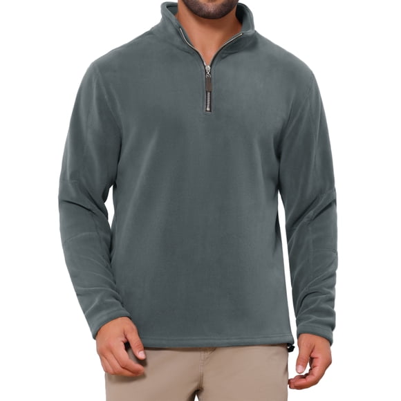 INSPIRE CHIC Sudadera de felpa de manga larga con media cremallera y cuello alto para hombre en color sólido S Gris oscuro