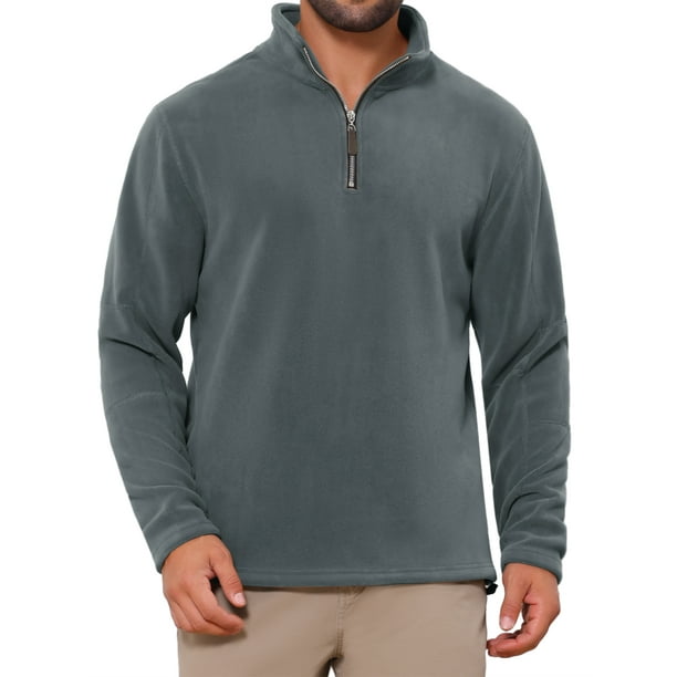SUDADERA PULÓVER DE FORRO POLAR DE MANGA LARGA CON CUELLO DE PIE Y CIERRE DE MEDIA CREMALLERA PARA HOMBRES INSPIRE CHIC M GRIS OSCURO