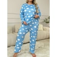 thumbnail image 4 of ValueVibe Plus Size Pajama Sets for Women 2 Piece Long Sleeve Floral Print Loungewear with Pocket, Blue 7XL, 4 of 8
