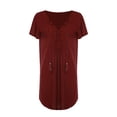 thumbnail image 6 of FASHOFT Beach Cover Ups for Women V Neck Long Swimsuit Cover Up Shirt Dress Bathing Suit with Pockets Red XL, 6 of 7