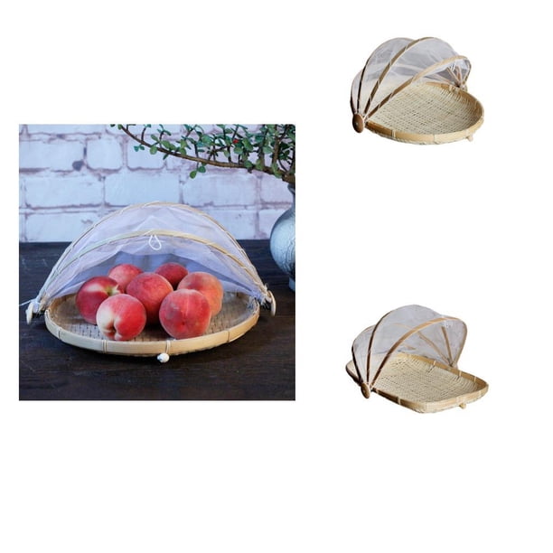 2 Pcs de Comida Bambú Almacenamiento Comida perfecl con Cubierta de Malla Duradero
