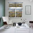thumbnail image 5 of Oil Painting Wildflower Kitchen Curtains Valances and Tiers Set of 3 Country Grassland Flower Plant Tier Curtains and Valance with Rod Pocket for Small Windows, 27.5"x24", 5 of 9