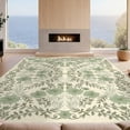 thumbnail image 2 of Design&I 5'x7' Washable Area Rug Snag-Free, Skid-Resistant Sage Cream Farmhouse Trailing Vine Delicate Sprigs Bathroom Waffle for Dining Room, Under Table, Home Office, 2 of 7