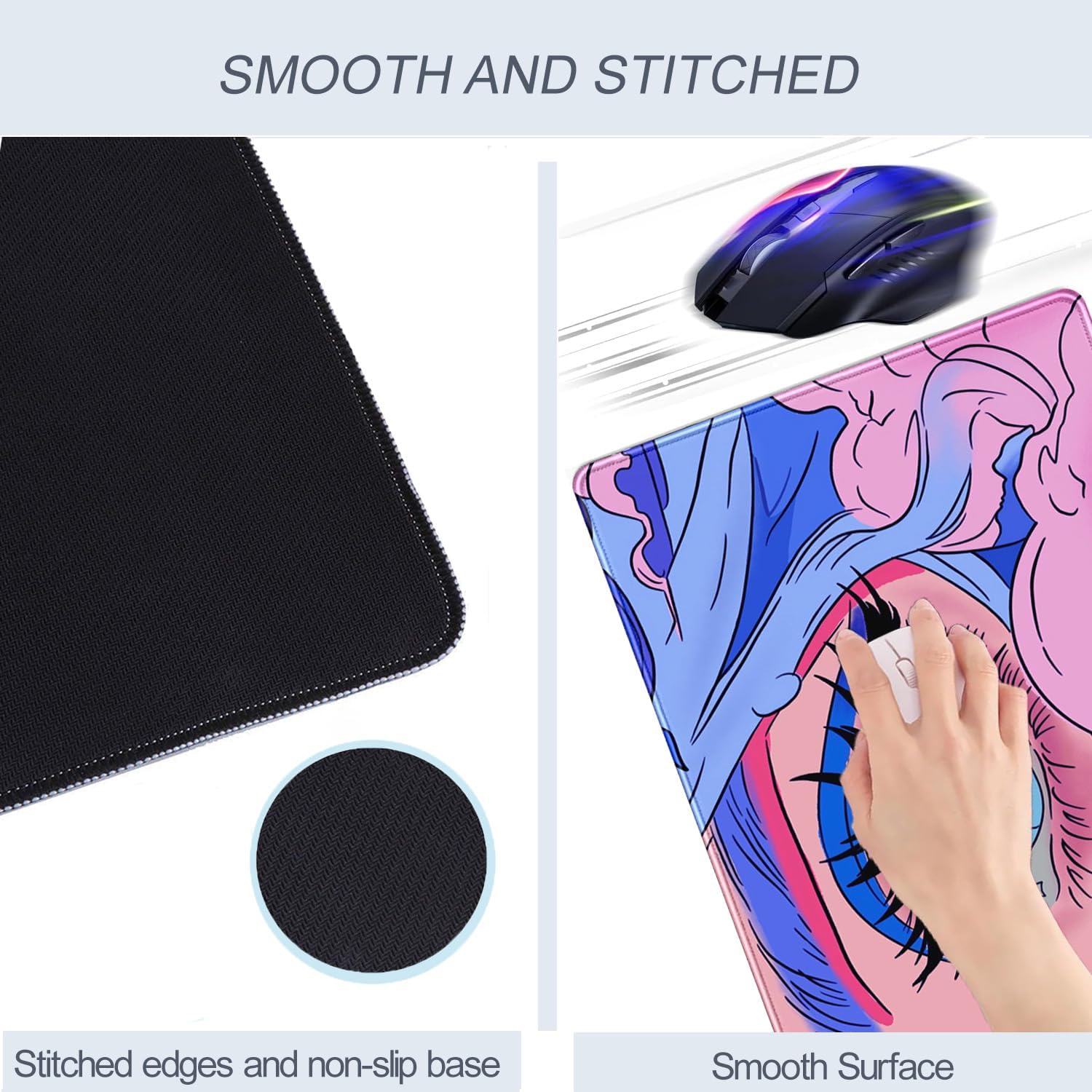 Anime Girl Loving Eye Desk Mat Desk Mat Pink Desk Pad Aesthetic Japanese Mouse Pad Large XXL Gaming Mousepad Computer Keyboard Mat Desk Matt for Desktop Office Decor Deskmat 31.5 X15.7In