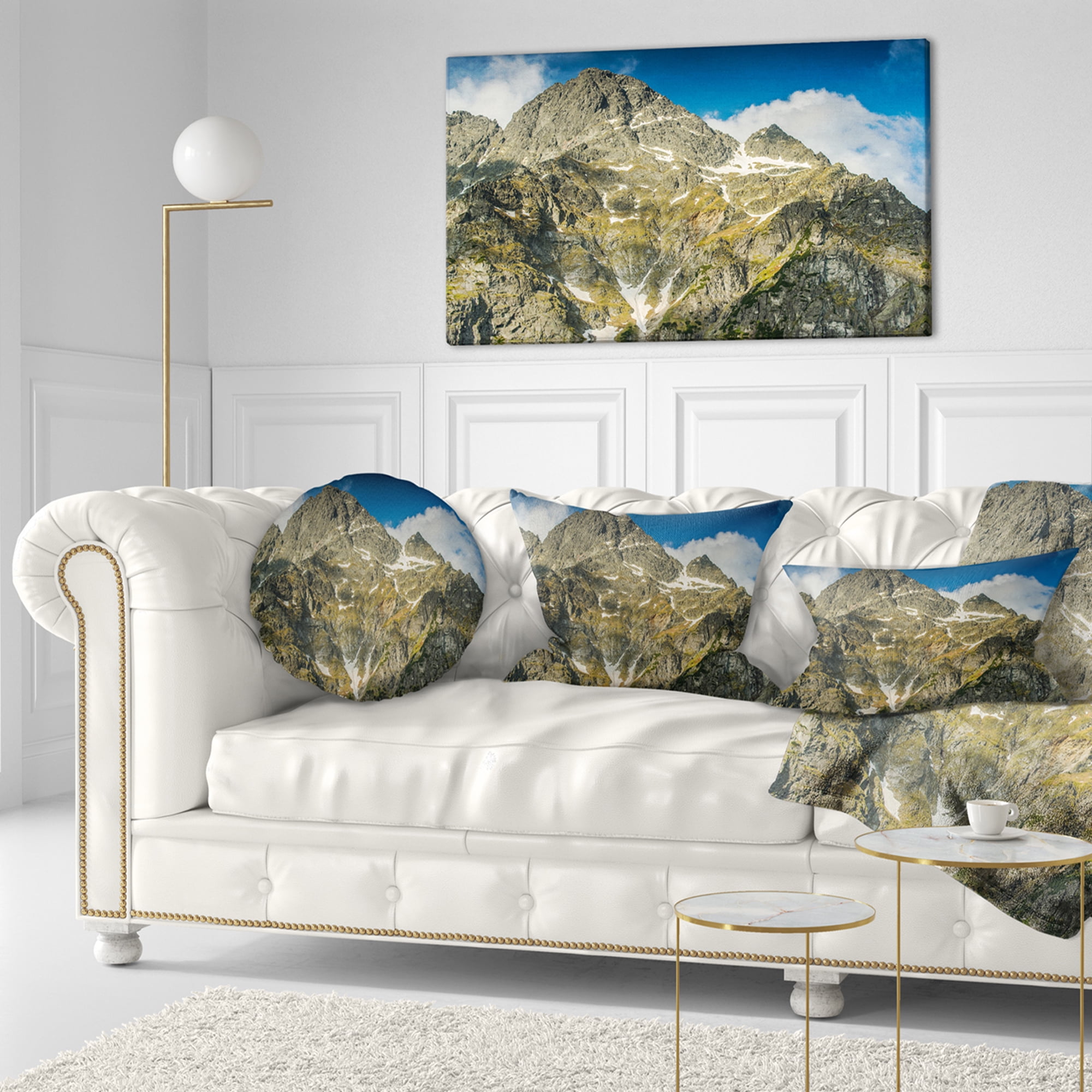 Designart Rocky Summit in Tatra Mountains - Contemporary Landscape Printed Throw Pillow - 12x20