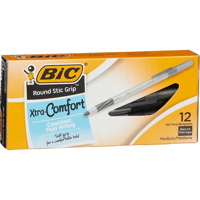 Bic Xtra-Comfort Ballpoint Stic Pen, Medium Point, Black, 12 ct