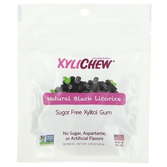 XyliDENT, Xylichew, Natural Black Licorice, 50 Pieces, 2.29 oz (65 g) Pack of 2