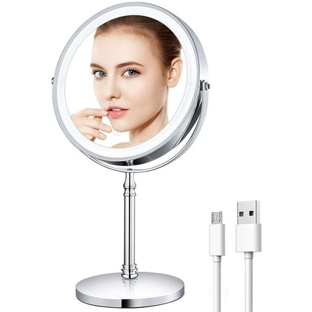 Rechargeable 8 Lighted Makeup Mirror, 10x Light Up Makeup Mirror