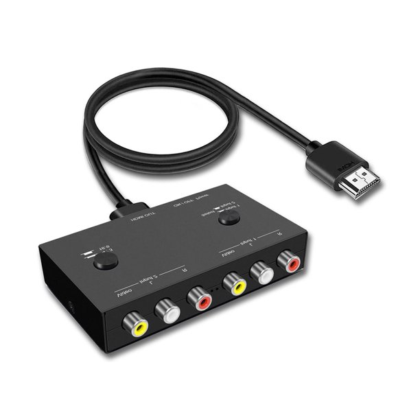 LVY - Convertidor de 2AV a HDMI Con 2 Entradas RCA y 1 Salida HDMI Compatible Con WII, N64, PS1, PS2