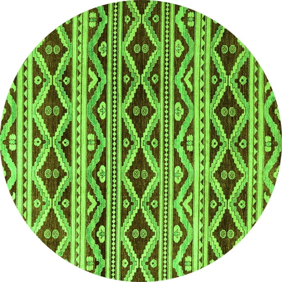 Ahgly Company Indoor Round Oriental Green Modern Area Rugs, 8' Round