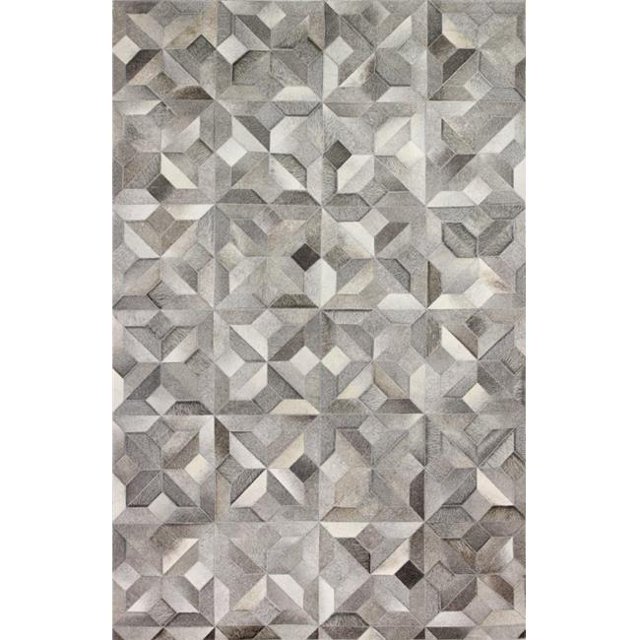 Bashian H112-GY-8X10-H40 8 x 10 ft. Santa Fe Collection Contemporary Leather Hand Stitched Area Rug, Grey