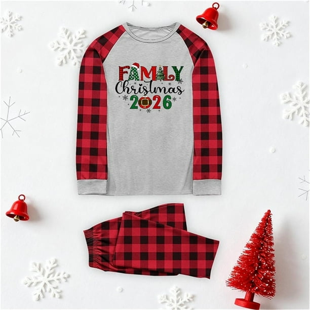 Pijama familiar europeo con estampado navideño de moda, traje para padres e hijos, blusa y pantalones de poliéster para mujer