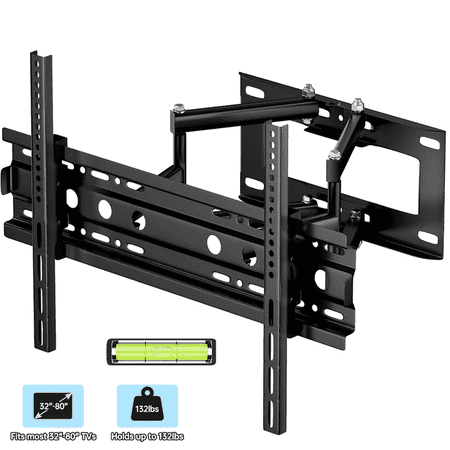 Full Motion TV Wall Mount Bracket for 32-80 inch TVs, Articulating Arms with Swivel Tilt Extension, Holds Up to 132lbs, Max VESA 600x400mm