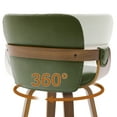 thumbnail image 5 of 26" Swivel Bar Stools Set of 2, 360° Counter Height Bar Stool with Back & Arms, Farmhouse Upholstered Barstool with Walnut Frame Faux Leather Counter Chair for Kitchen Island Green, 5 of 13