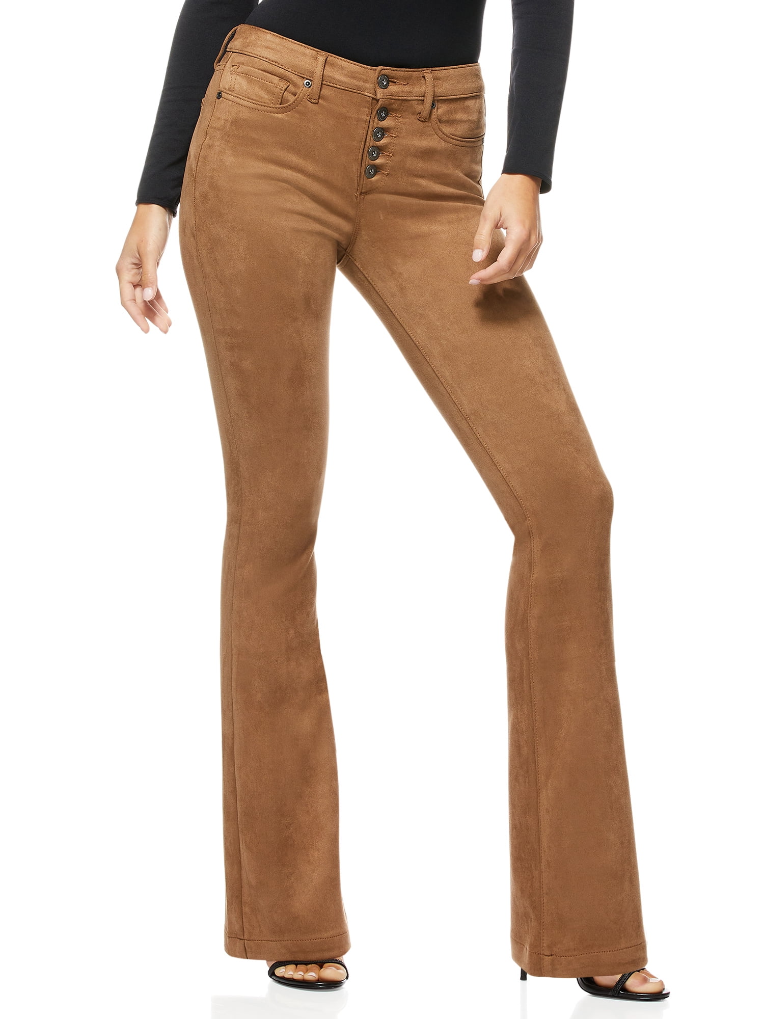 Melisa High Rise Faux Suede Flare Jeans 