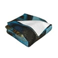 Abstract Liquid Marble Blue Golden Warm Flannel Fleece Plush Blanket