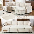 thumbnail image 4 of Harper & Bright Designs 111.8" Sectional Sofa Pull-out Sofa Bed Versatile Sofa Sleeper with Large Storage Space, Two USB Ports and Two Cup Holders for Living Room, Beige, 111.8" Beige, 4 of 20