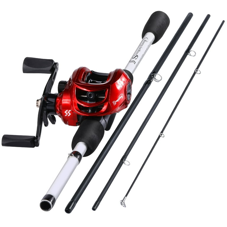 Sougayilang 4 Piece Casting Rod and Baitcast Reel Fishing Combo 18＋1BB Wheel  for Travel Fishing 