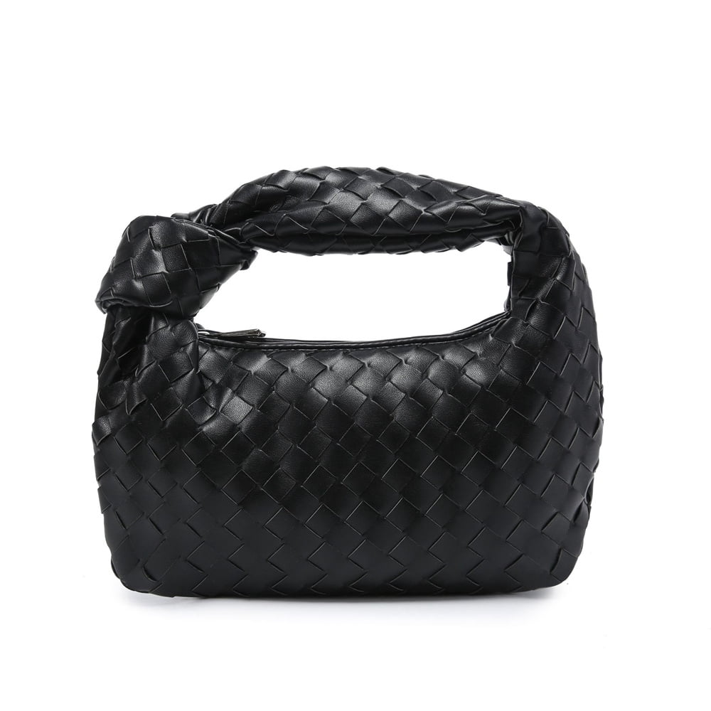 Women Soft PU Leather Woven Handbag