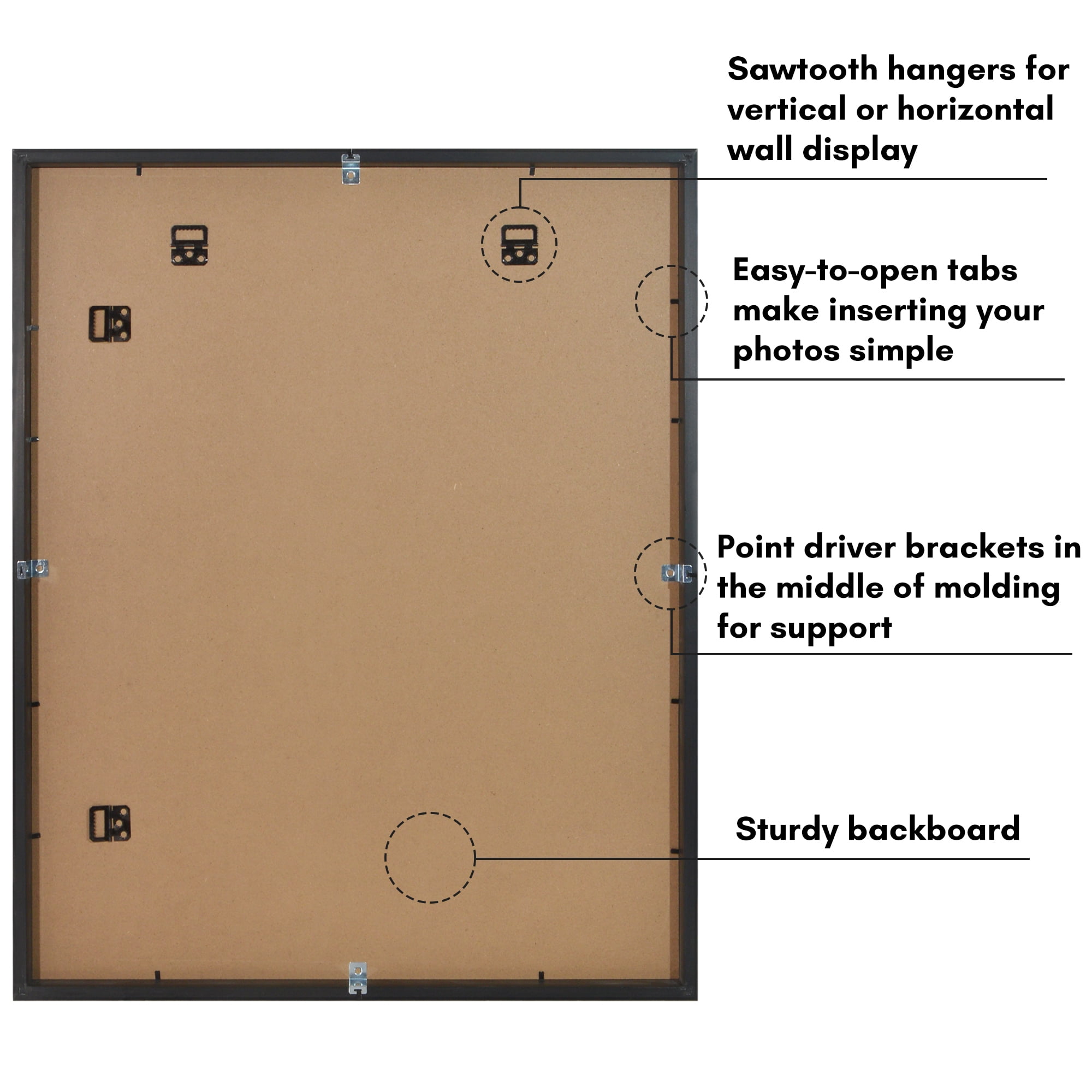Americanflat 22x28 Poster Frame with Polished Plexiglass with 18x24 Mat Display Photo Soho Collection - Black