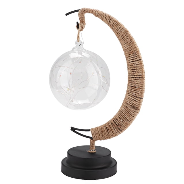 Night Light,Glass Ball Moon Iron Night Lamp Moon Night Light Sturdy Construction