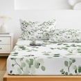 thumbnail image 6 of Cal.King Size Fitted Sheet Set - Sage Green Botanical 3 Piece Bedding Sets 16" Deep Pocket Fitted Sheet with 2 Pillowcases, Eucalyptus Sprigs Watercolor Brushed Microfiber Hotel Luxury Bed Sheets, 6 of 9