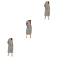 thumbnail image 1 of yingyy 1/2/3 Polyester Robe de Nuit Femme Décontractée Col Rond Manches Longues Double Poche Respirante Robe de Maison Vêtement de Nuit Gris m 3 Pcs, 1 of 6
