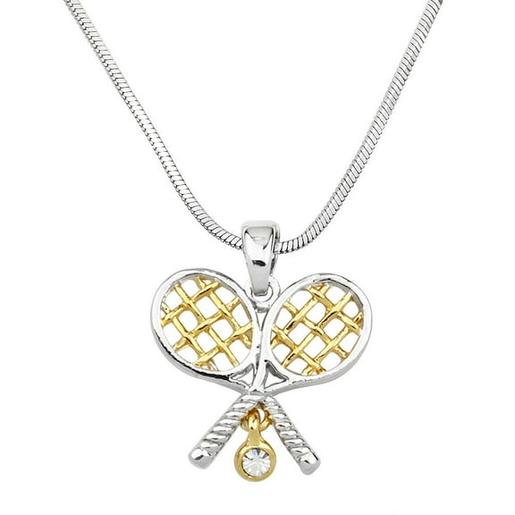 Tennis Pendant Necklace or Earring Gold Rhodium Plated 17 Inch Snake Chain J0209