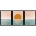 thumbnail image 3 of PixonSign Framed Canvas Print Wall Art Set - Pastel Ocean Sunshine Sunset Horizon Art - Set of 3 Nature Wilderness Landscape Wall Décor for Living Room, Bedroom - 12"x16"x3 Panels Black, 3 of 5