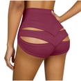 thumbnail image 4 of Kvture Cut Out Yoga Shorts Booty Butt Lifting Scrunch Shorts High Waisted Workout Gym Active Hot Pants Wine L, 4 of 6