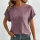 thumbnail image 5 of Mujeres de Manga Corta Tops Nuevo Color Sólido Cuello Redondo Tira de Punto, Poliéster, 5 of 9