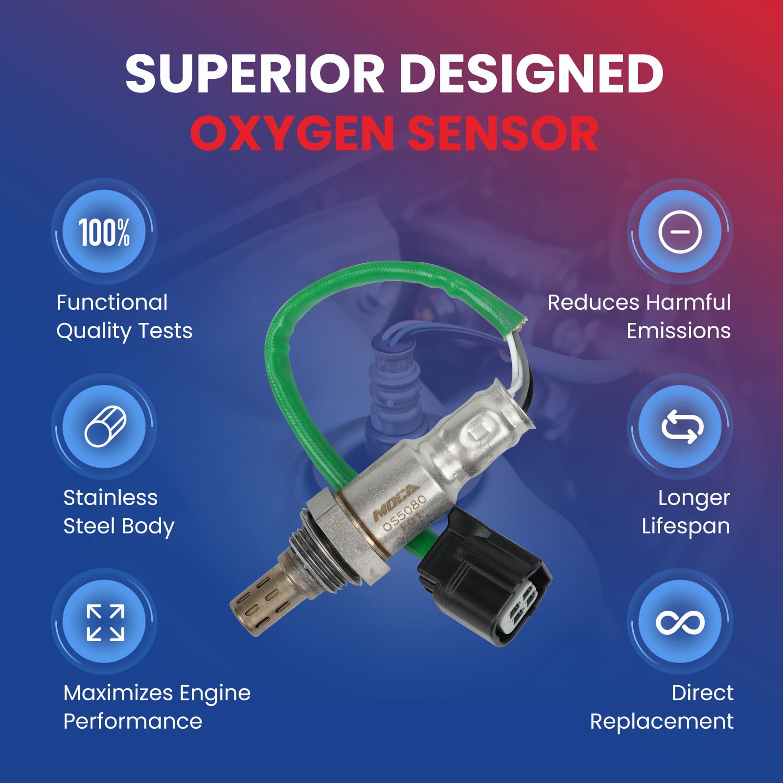 MOCA AUTOPARTS 234-4462 Downstream O2 Oxygen Sensor Fit for 2009-2014 Acura TSX 2.4L & 2008-2012 Honda Accord 2.4L