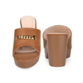 thumbnail image 2 of BLISSFUL STEP Open Toe Platform Block Heel Slides Sandals for Women Brown 8, 2 of 6