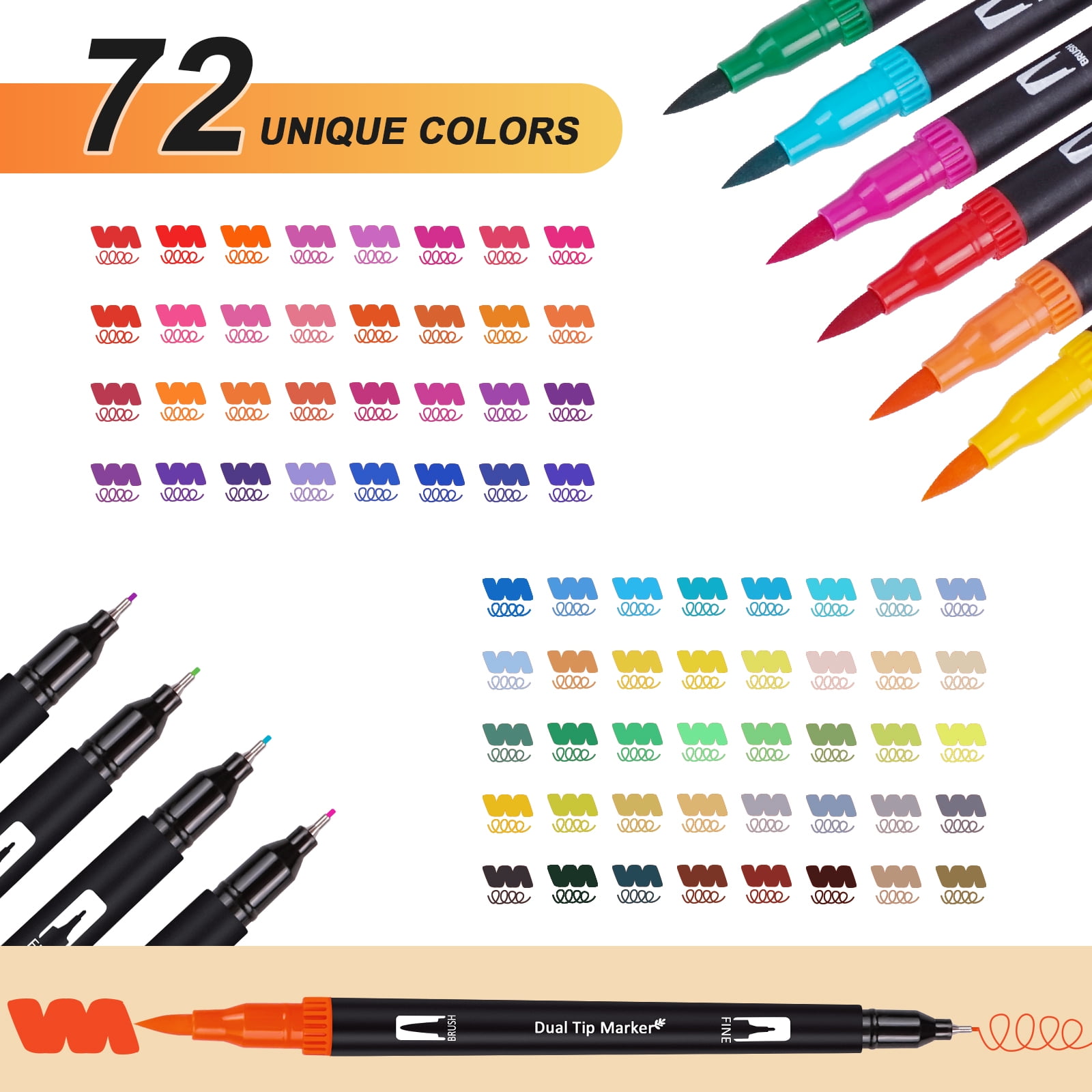 160 Colour Felt Tip Pens, Efimeso Dual Tip Brush Marker,Colouring Pens Art  for