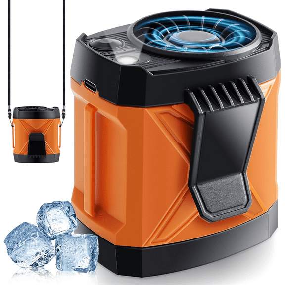 Portable Fan Rechargeable, Personal Waist Neck Wearable Cooling Fan with Light, 4 Speeds 9200RPM Strong Airflow for Outdoor, Jobsite, Camping, Travel