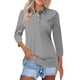 thumbnail image 1 of Camisa de manga 3/4 con solapa casual SCZ para Mujer color gris XL, 1 of 4