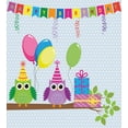 thumbnail image 3 of Birthday Party Duvet Cover Set, Cartoon Style Owls at a Party with Flags Boxes on a Polka Dotted Backdrop, Decorative 3 Piece Bedding Set with 2 Pillow Shams, Calking Size, Pale Blue, by Ambesonne, 3 of 3