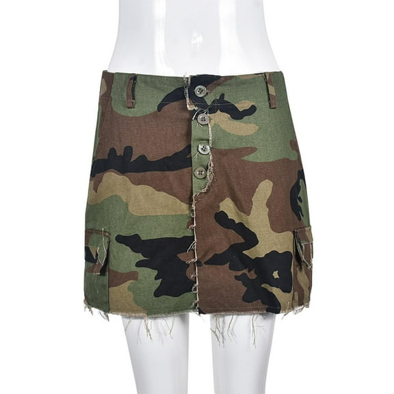 SDFGTstore Camo Print Skirt A-Line Skirt Camouflages Skirts With Split Camouflages Mini Skirts For Women Camouflages Mini Dress