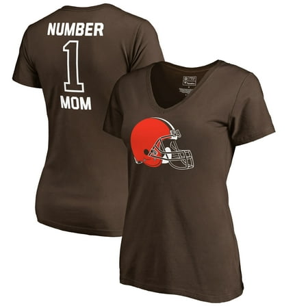 - Cleveland Browns NFL Pro Line by Fanatics Branded Women's #1 Mom V-Neck T-Shirt - Brown