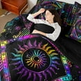thumbnail image 4 of Erosebridal Constellation Astrology Bedding Full Size,Gradient Sun Moon Bed Set,Trippy Galaxy Bedding Sets Full Size For Teens, Microfiber Gray Room Decor Reversible,7pcs, 4 of 6