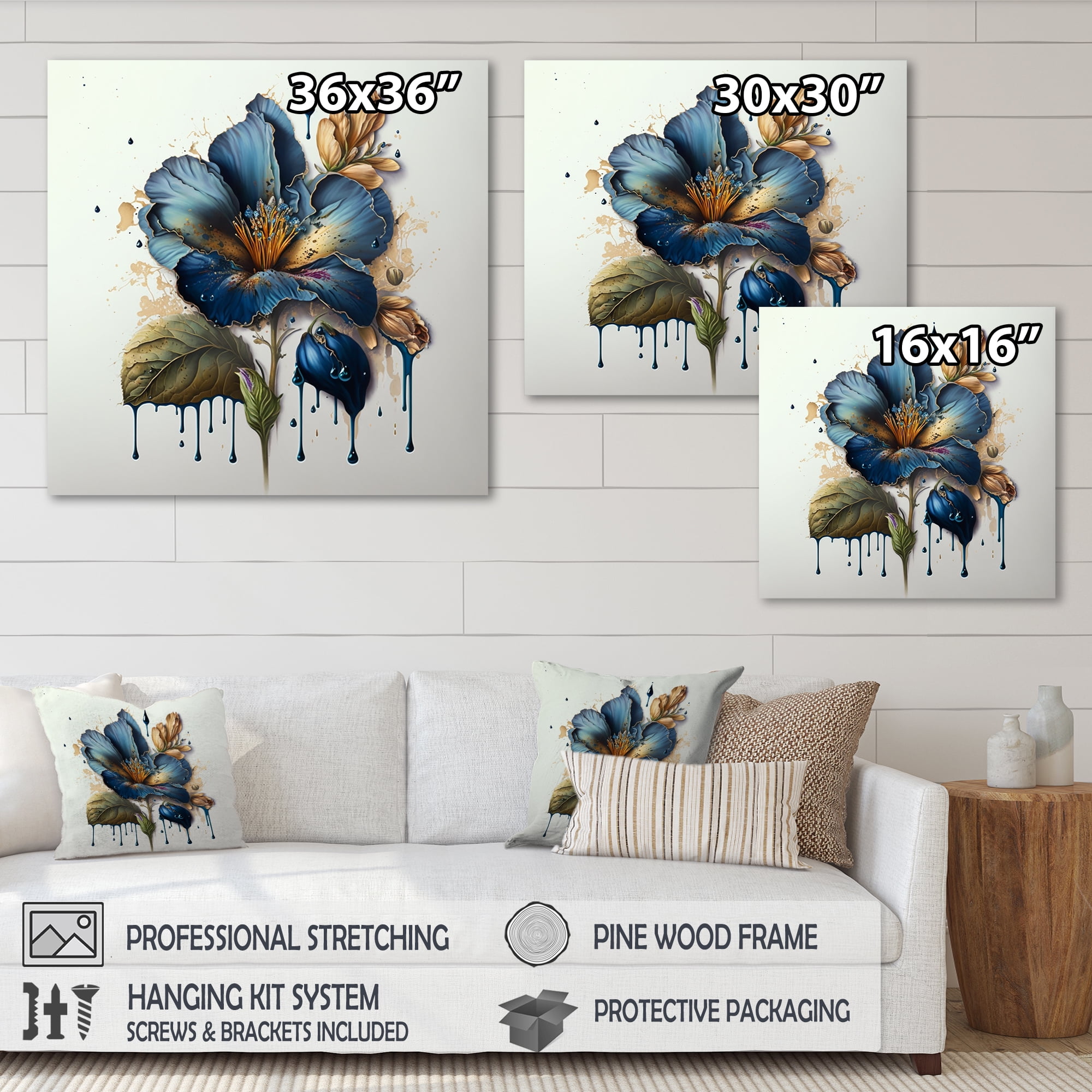 Designart Realistic Blooming Flowers II Canvas Wall Art
