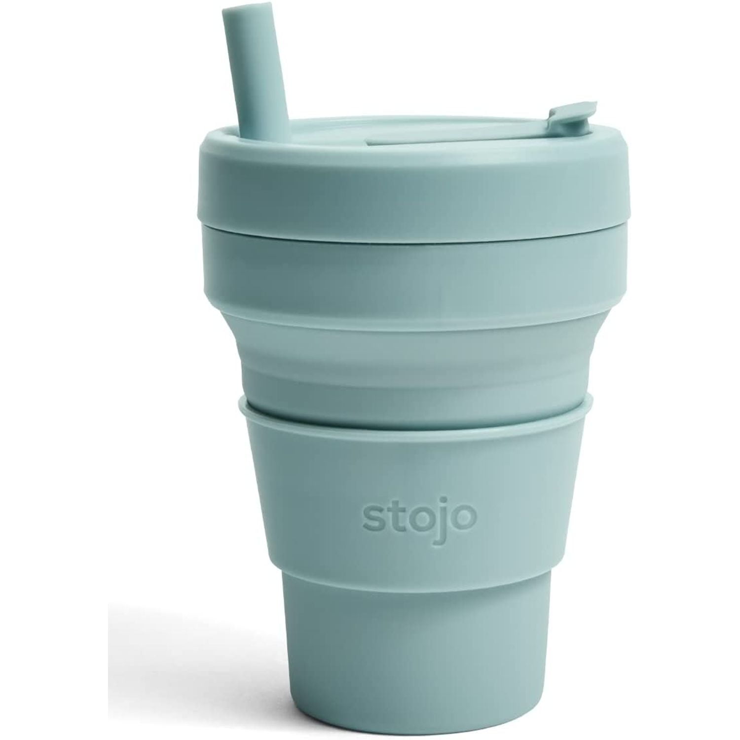 STOJO Collapsible Travel Cup in Aquamarine, 16oz