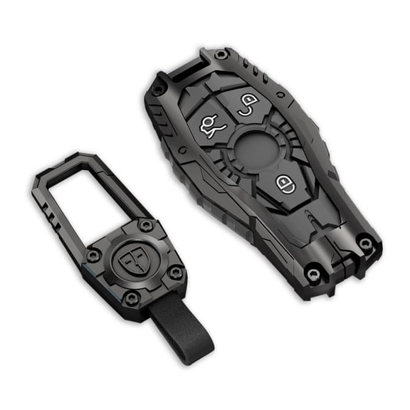 full protection zinc alloy key case for mercedes-benz a, b, c, e, s, r, v, g, m, ml, cla, cls, gla, glc, gle, gls, sl, slc, glk, gl, slk class - key fob cover with keychain and smart key shell access