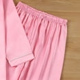 thumbnail image 5 of Cathalem Unisex Kids Boys Girls Pajama Sets Winter Long Sleeve Long Pants 2pcs Silky Sleepwear Button Down Loungewear Pink 6-7 Years, 5 of 7