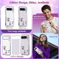 thumbnail image 3 of for Google Pixel 9 Pro XL Case Clear Glitter Shiny Aesthetic Google Pixel 9 Pro XL Phone Case Silicone Soft Floral Transparent Shockproof Cover Purple Slim for Women (Silver-Purple), 3 of 14