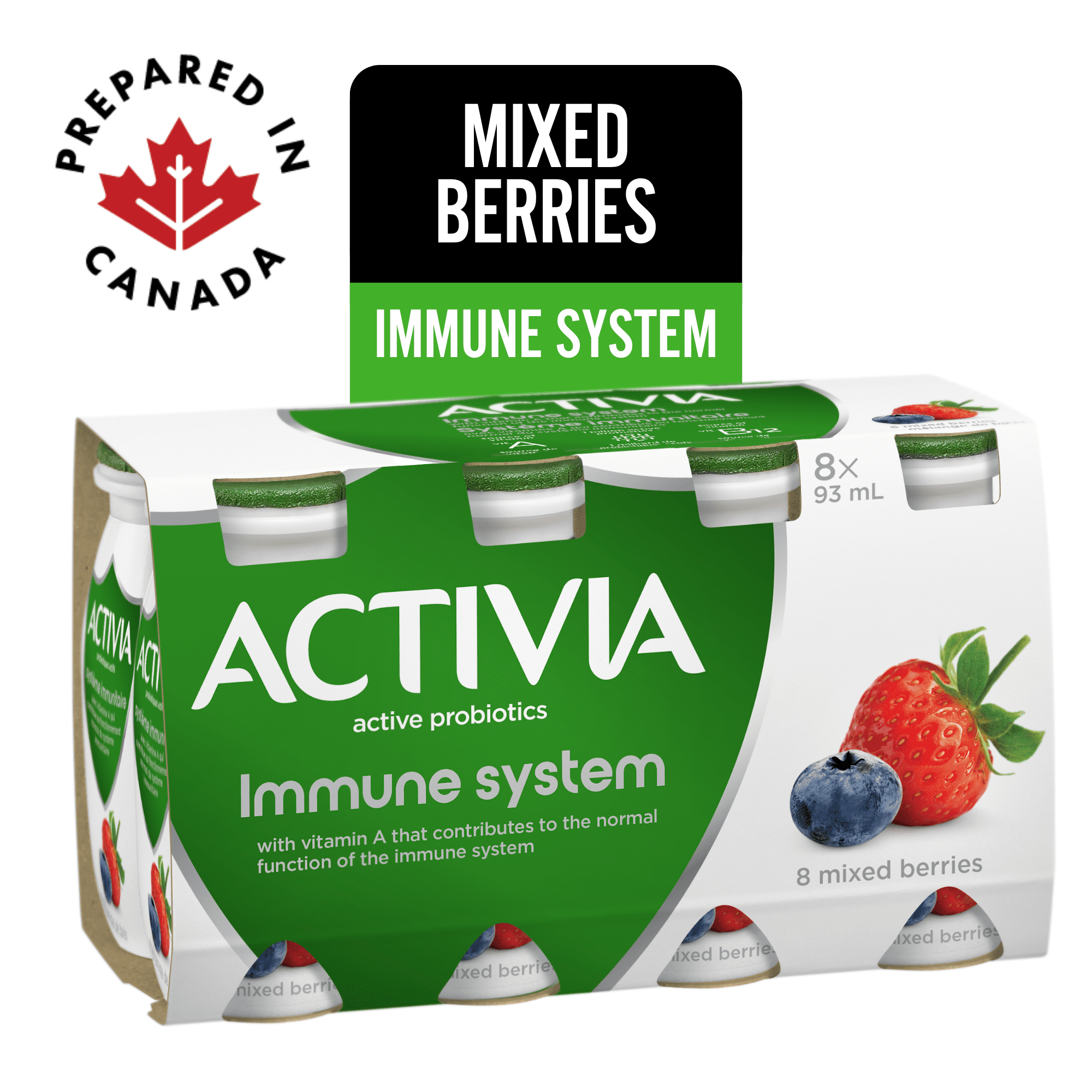Activia Probiotic Yogurt Drink, Mixed Berries, Immune System, Activia drinks berries 8 x 93ml