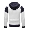 thumbnail image 4 of Men's Fake Two-piece Sports Sweatshirt with Long Sleeve Zipper Hooded Jacket - Color Block Casual Coat for Winter Activities, Christmas Gifts, and Outdoor Fun,White,XL, 4 of 5