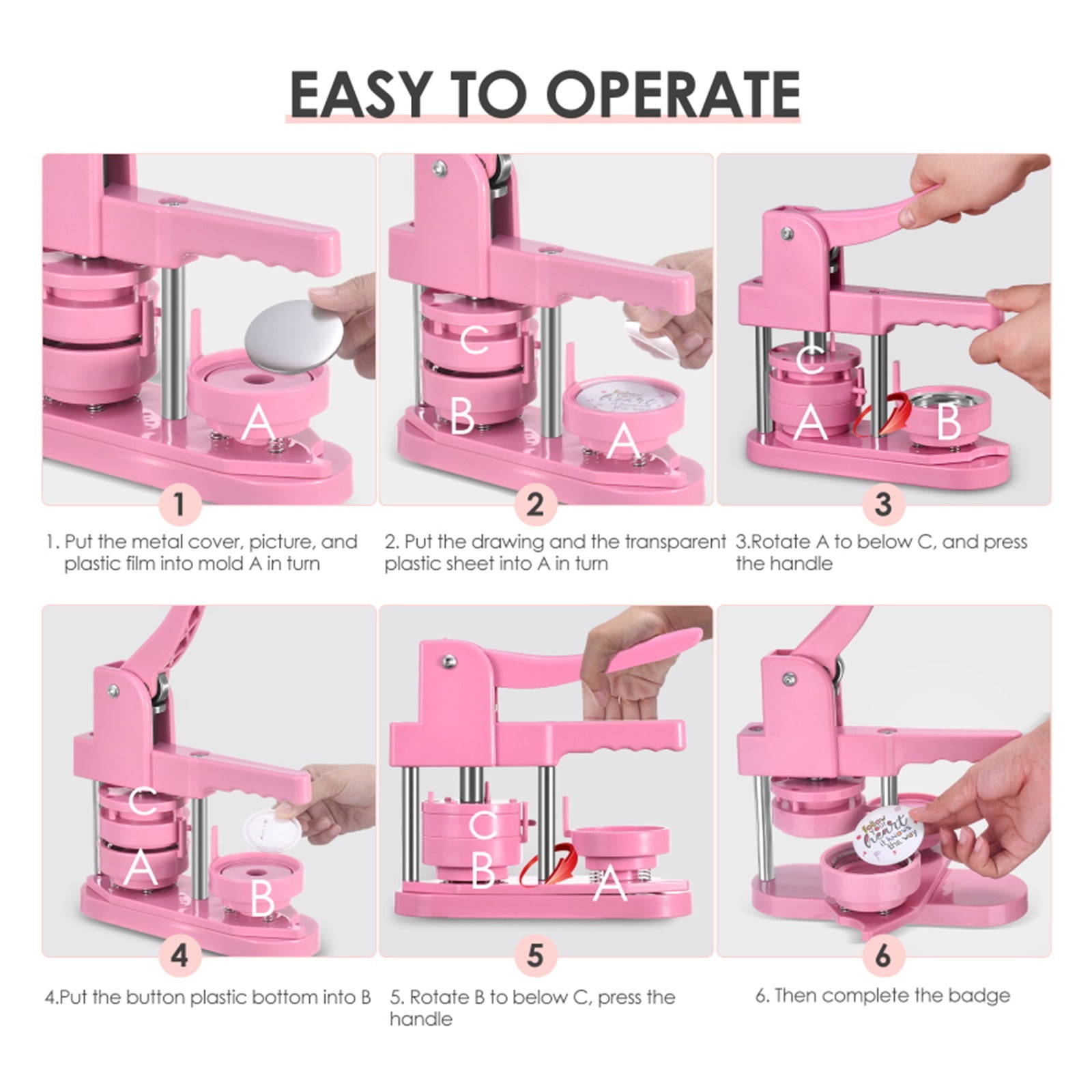 Badge Pin Button Maker Machine 58MM Badges Set Button Making Press Badge Maker Button Maker ,Easy Pressing