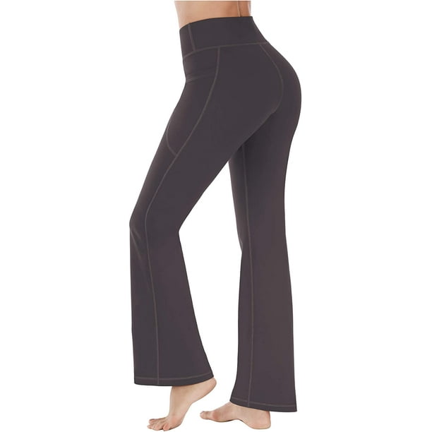 Yoga Pants for Women with Pockets High Waisted Workout Pants for Women  Bootleg Work Pants Dress Pants-Coffee 