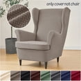 thumbnail image 2 of AIGIA Wingback Chair Slipcover 2-Piece Jacquard Stretch Wingback Chair Sofa Slipcover Armchair Cover with Elastic Bottom, 2 of 25
